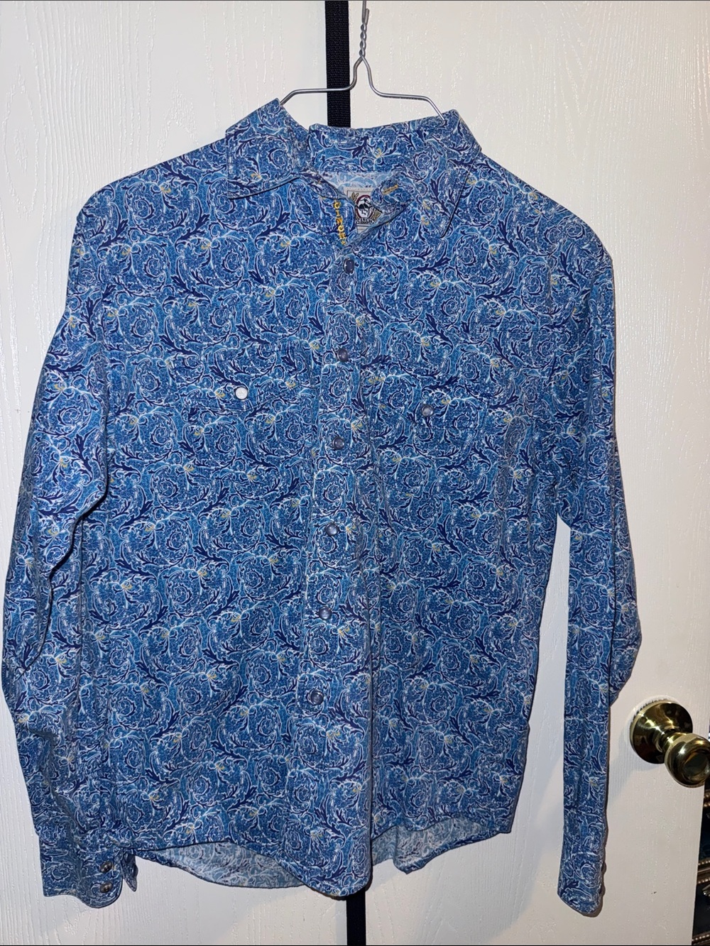 Cinch Blue Paisley pearl snap, cowboy long sleeve button up